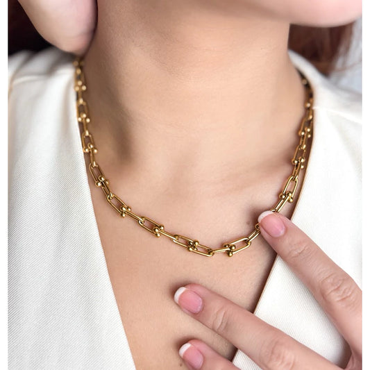 BEAUTY VESSEL 18k Gold-Plated Pearl Bead Twisted Chain Chocker Necklace