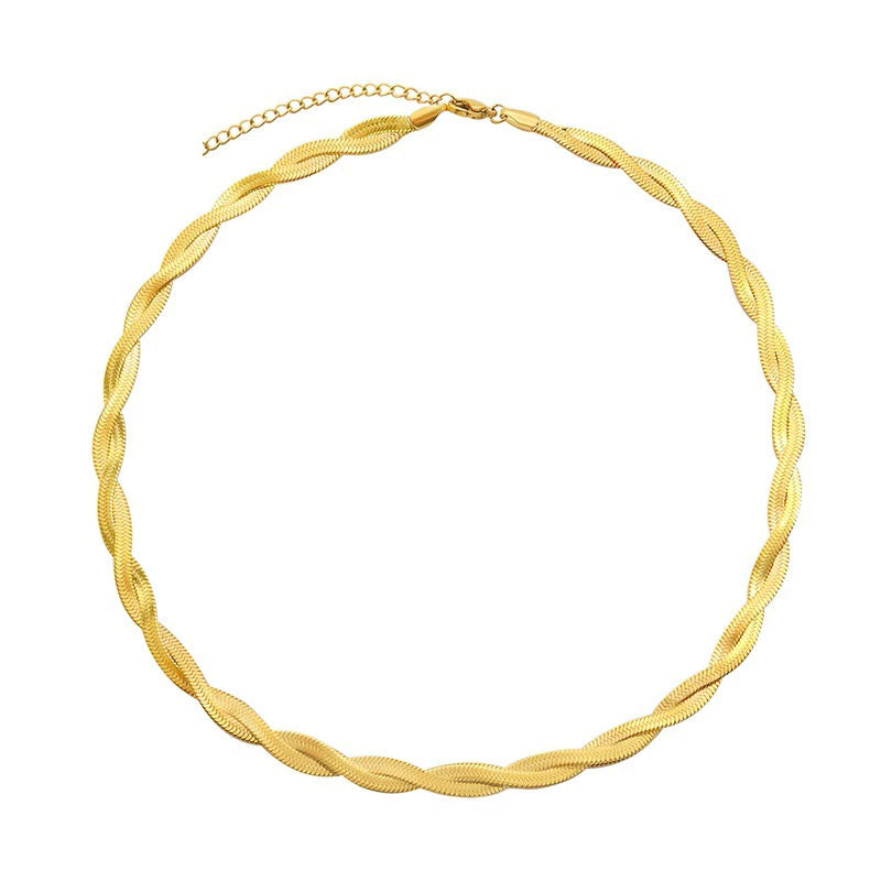 BEAUTY VESSEL 18k Gold Plated Herringbone Snake Chain Necklace
