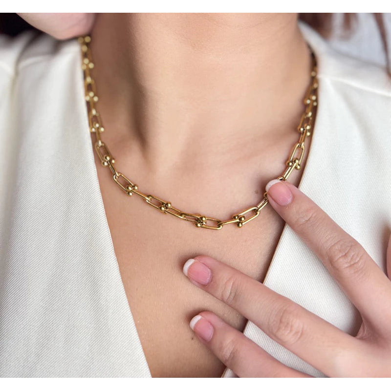 BEAUTY VESSEL 18k Gold-Plated Pearl Bead Twisted Chain Chocker Necklace