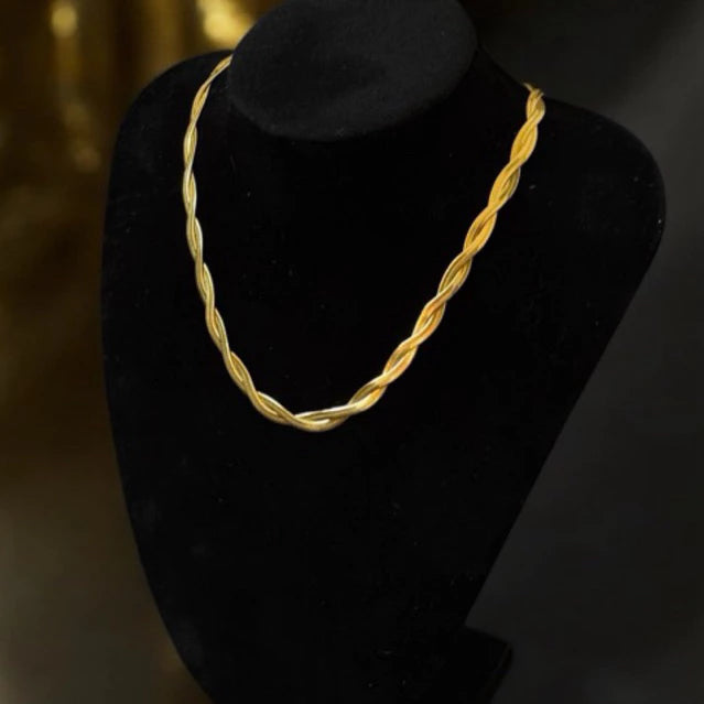 BEAUTY VESSEL 18k Gold Plated Herringbone Snake Chain Necklace