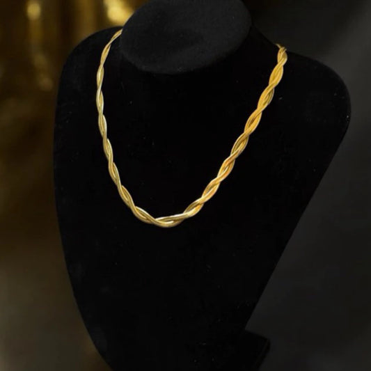 BEAUTY VESSEL 18k Gold Plated Herringbone Snake Chain Necklace